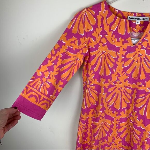 Barbara Gerwit Preppy Pink/Orange Cotton Tunic Cover-Up XS NWT - Picture 8 of 14